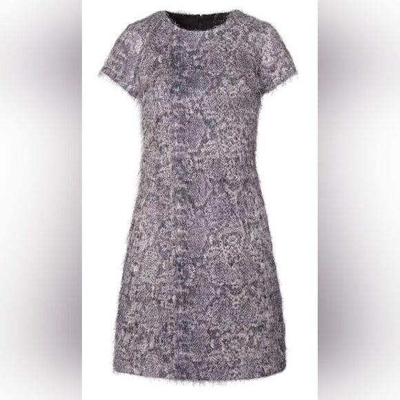 New Banana Republic Size‎ 6 Petite Short Sleeve Snakeskin Print Lined Dress - Picture 1 of 14